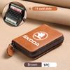 For Skoda Car Leather Wallet Motor ID Credit Card Ticket Storage Bag Octavia Superb RAPID FABIA KAMIQ KAROQ KODIAQ YETI kybf34