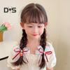 3 Pairs Strawberry Bow Charm Hair Clips Red Plaid Hairpins Anti-slip Teeth Women Girls Christmas Hair Accessories