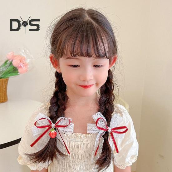 3 Pairs Strawberry Bow Charm Hair Clips Red Plaid Hairpins Anti-slip Teeth Women Girls Christmas Hair Accessories