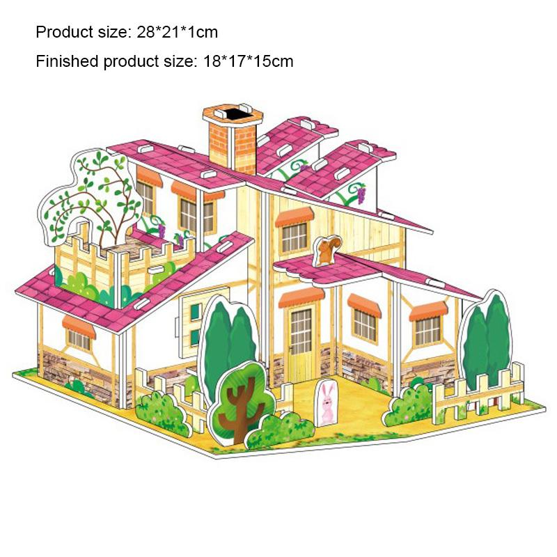 Big Size Children's 3D Paperboard Puzzle House Villa Castle Building Model for Kids Handmade DIY Assembly Puzzle Toys Gift
