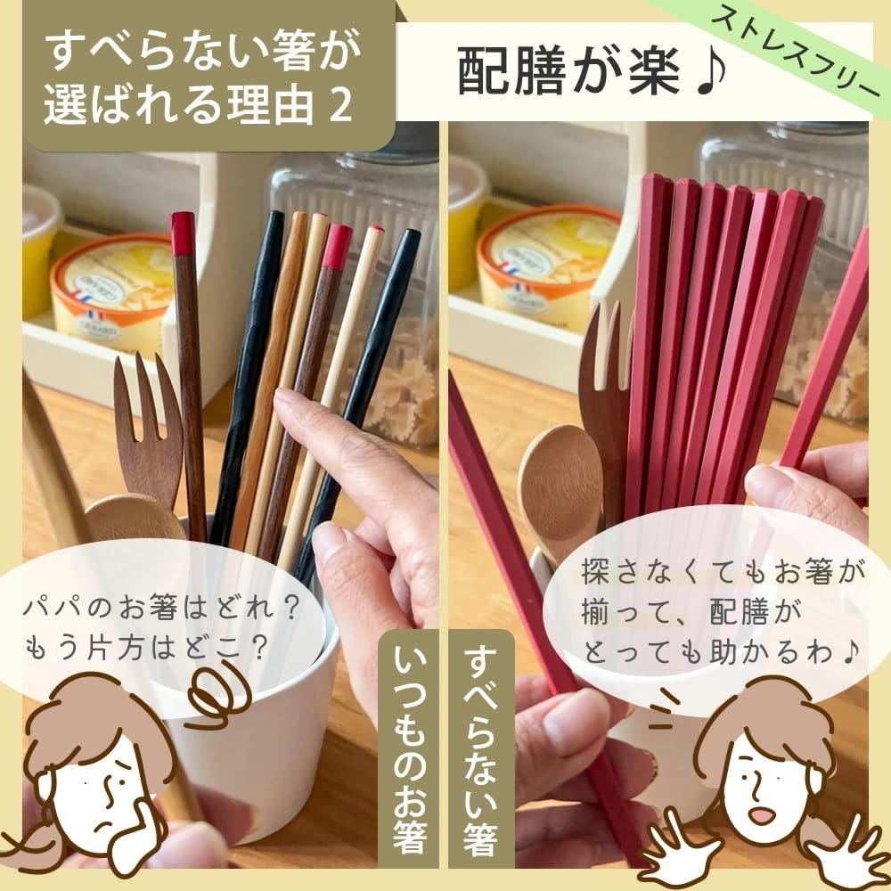 Set of 10 Made in Dishwasher SPS Non-Slip Chopsticks, Japan, Safe, Eco-Friendly,