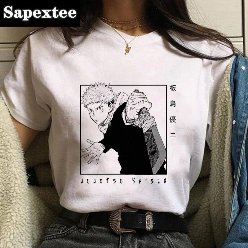 Jujutsu Kaisen T-Shirt Neue japanische Anime Unisex Kawaii Sommer Tops Yuji Itadori Graphic Tees Ulzzang Lose Cartoon Unisex Unisex T-Shirt