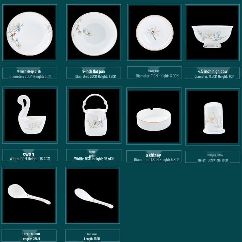 Jingdezhen Ceramic 60-Piece Dinnerware Set