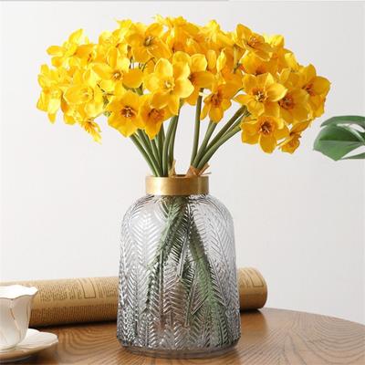 6Pcs/Bouquet Silk Flowers Narcissus Flowers Bouquet Artificial Flower Daffodil for Wedding Home Decoration Fake Flower