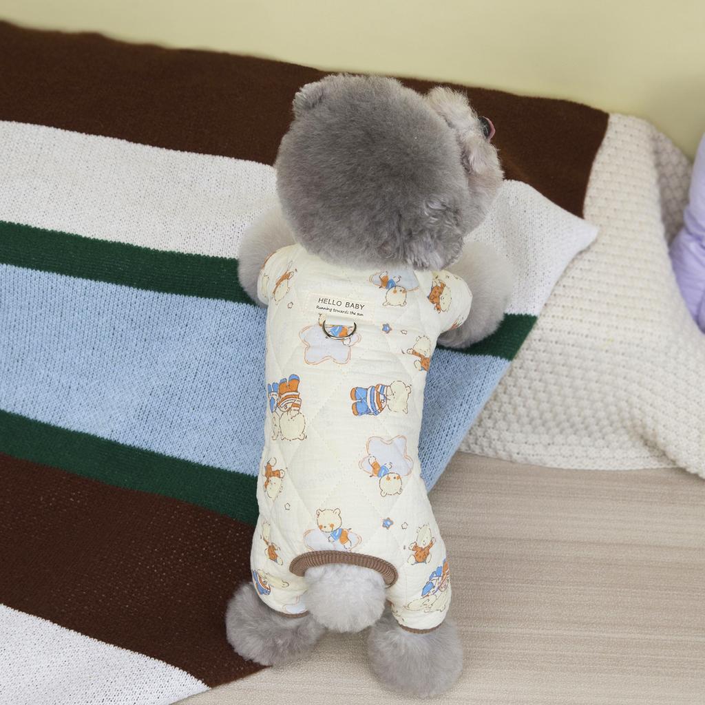 Small Dog Pet Clothing Dog Clothes Cat Autumn and Winter Warm Teddy Pomeranian Bichon 25 Cotton Yarn Four-leg Home Clothes