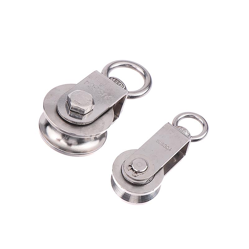 1Pc 304 Stainless Steel Duplex Bearing Super-Silent Detachable Rotation Pulley System Gym Traction Wheel U/V Type Swivel Pulley