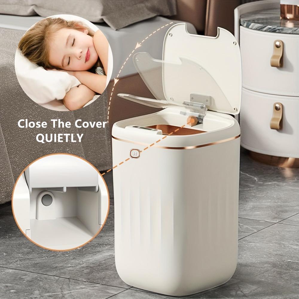 Smart Induction Trash Can Household Silent Closing Lid Storage Bucket Kick Open Cover Rubbish Bin Toilet Office Paper Basket
