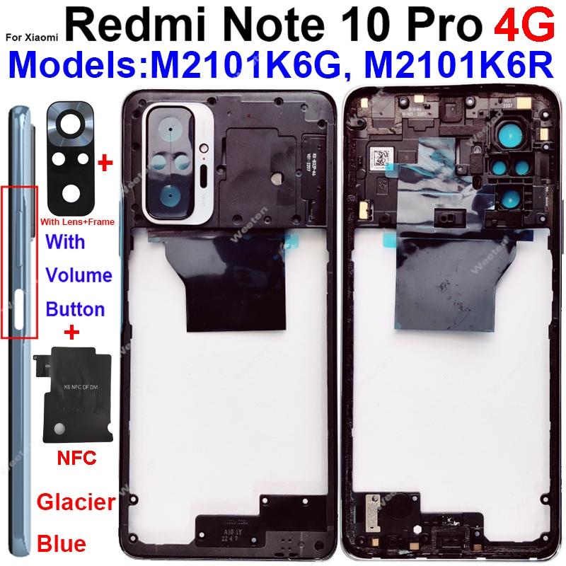 Middle Frame Housing For Xiaomi Redmi Note 10 Pro Note 10Pro Max Middle Frame Holder Cover Bezel with Side Key Parts