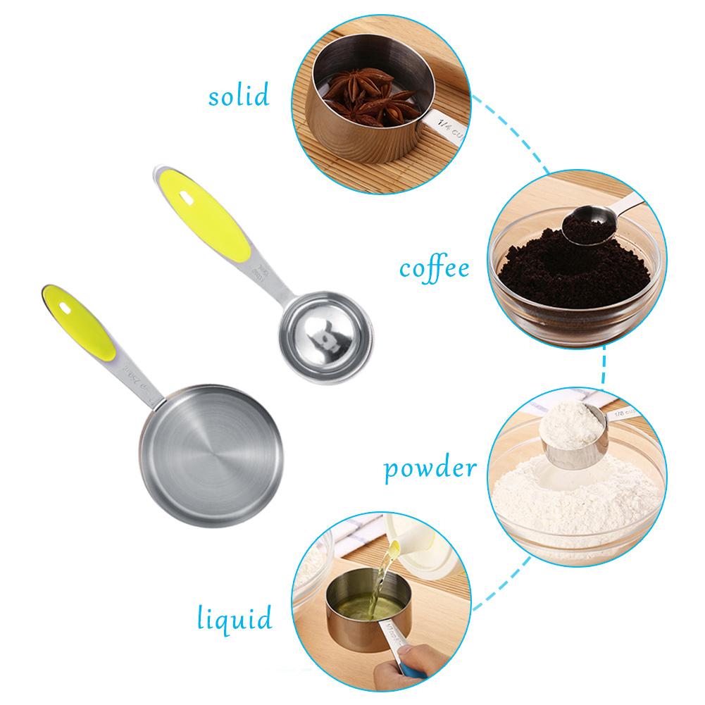 Ejoyous 10 Pieces Stainless Steel Measuring Cups and Spoons with Silicone Handle Grip Kitchen M