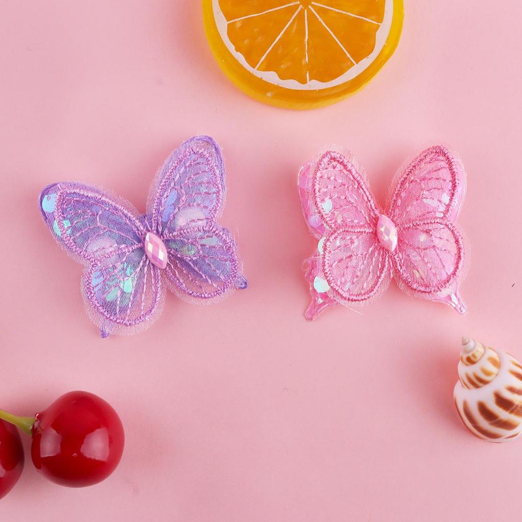 Accessorio per Capelli e Abbigliamento Farfalla con Paillettes in Rete a Doppio Strato