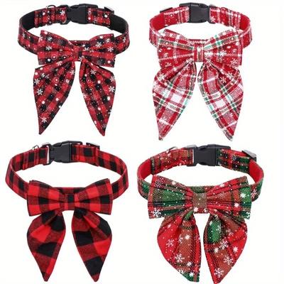 1 Dog Collar with Bow, Thanksgiving Dog Tie Collar, Adjustable Cotton Bow Tie Dog Collar for Medium Sized Pet Dogs