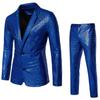 Heren Glanzende 2-delige Pakken Blazer Broek Terno Masculino Mode Feest DJ Club Kleding Smoking Pak Heren Podium Zanger Kleding