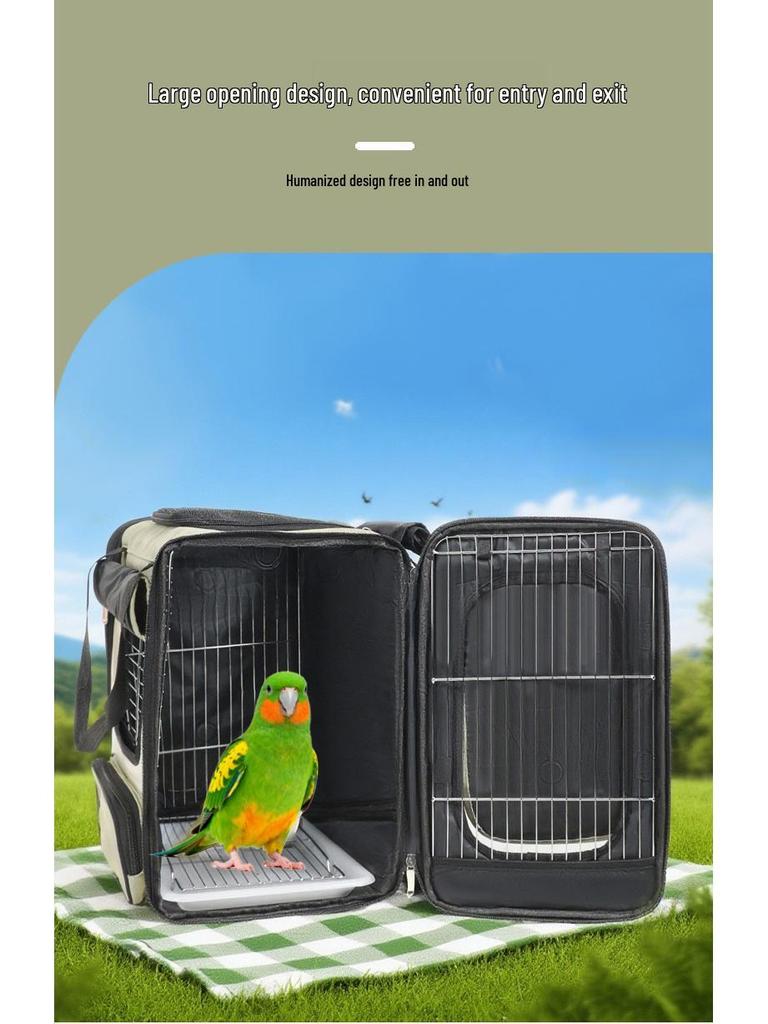 Portable Bird Backpack: Breathable, Water-Repellent, Scratch & Bite-Resistant with Metal Mesh for Parrots, Cockatiels, and Monks