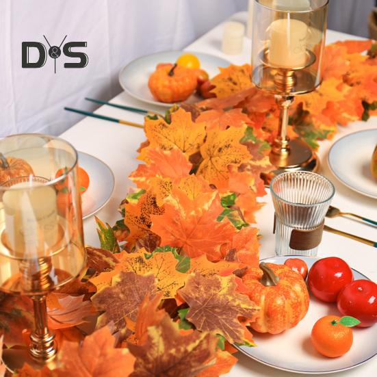 175/200CM Künstliche Ahornblattgirlande für Haus, Garten, drinnen und draußen, zum Aufhängen, künstliche rote Blätter, Pflanzen, Reben, Halloween, Erntedankfest, Dekoration