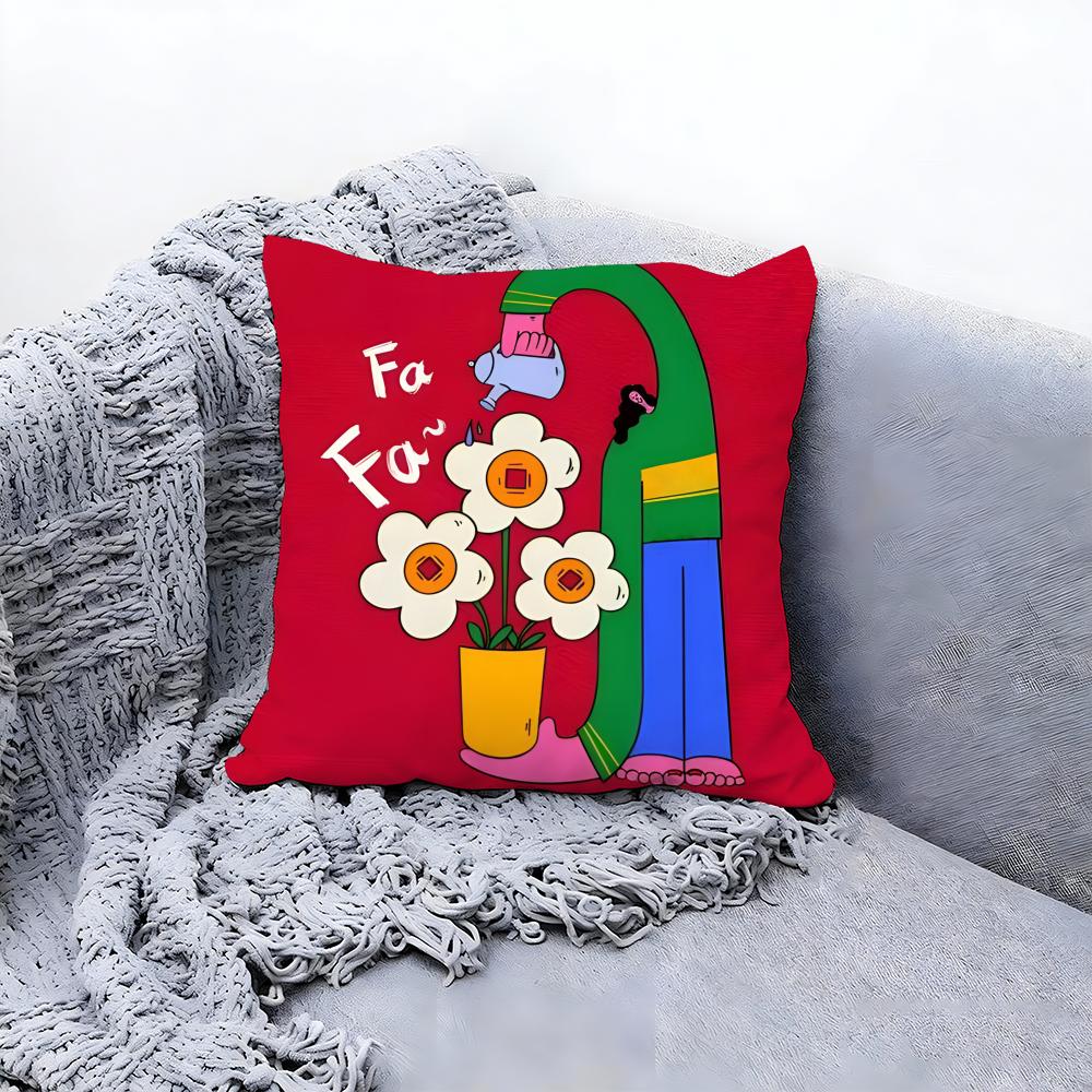 Cute Fruit Character Cushion Cover Premium Comfort Reversible Pillow Cove Two in One Design for Any Room Car Interior