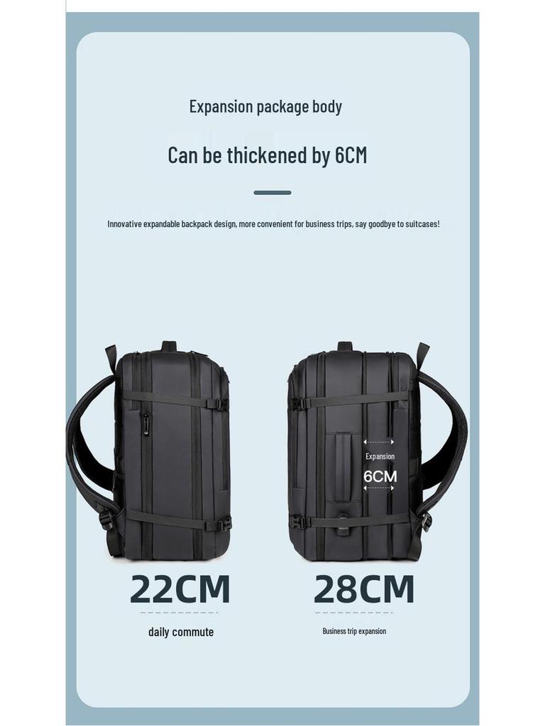 Expandable Men's Travel Backpack: Large, Multifunctional Handbag with Logo Printing Option