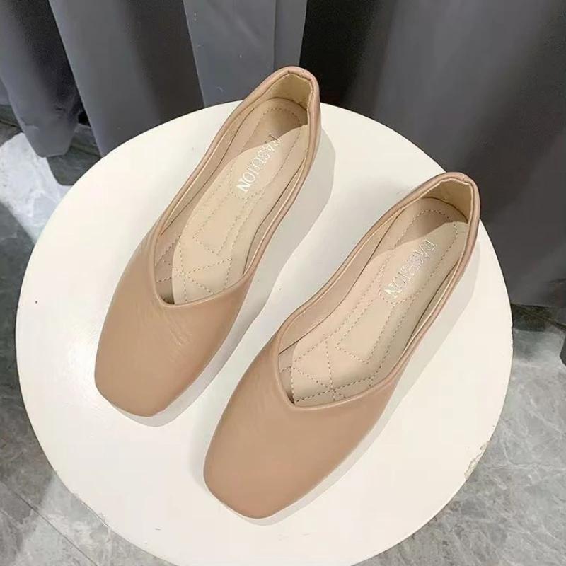 

Разноцветные женские туфли на низком каблуке 2024 Туфли для бабушек Балетки с мелким вырезом Повседневные Универсальные Носите одну туфлю дважды Zapatos De Mujer 40 розовый