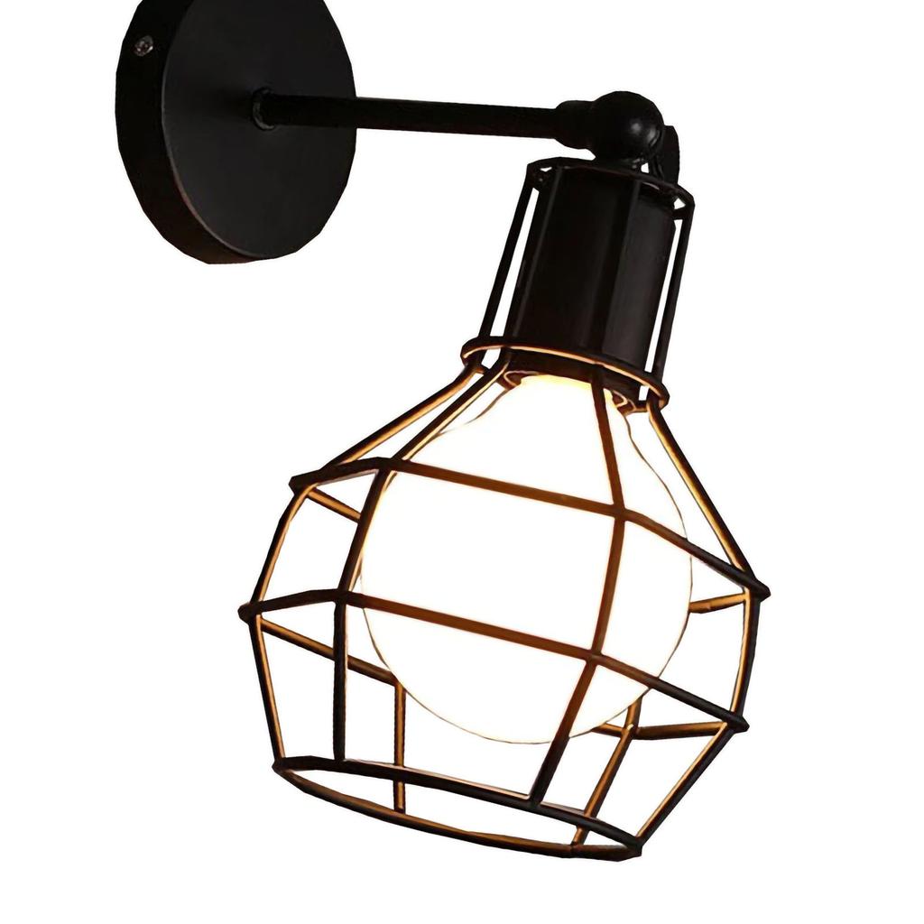 Vintage Metal Light Cage Veggfeste Lampeskjerm Ramme Industriell stil for Gangkorridor Pære Ikke