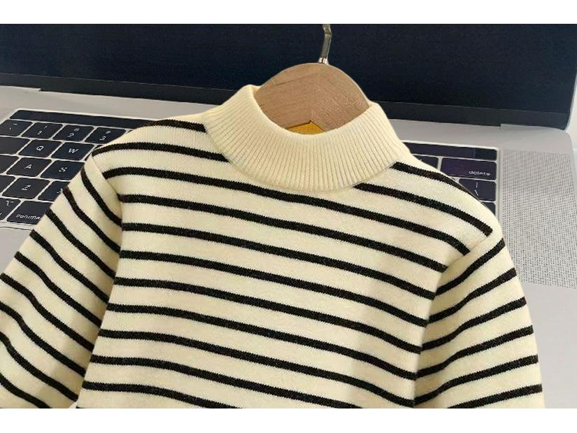 Kids' Thick Plush Knit Sweater - New Winter Round Neck Warm Layer