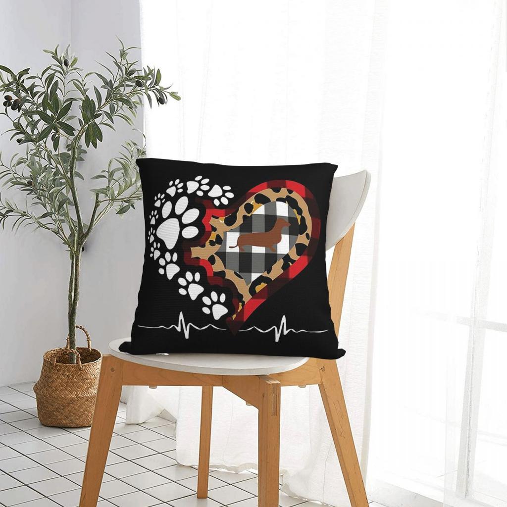 Dachshund Dog Lover Art Pillow Case Cushion Covers Funny Zippered Decorative Throw Pillow Case Cover for Home 4040cm