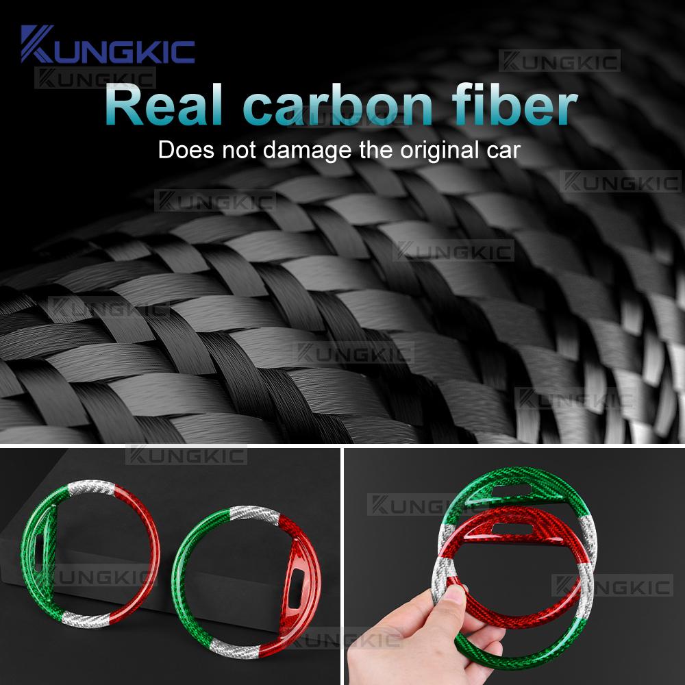 For Abarth 595 Abarth 695 Fiat 500 2016-2019 2020 2021 2022 2023 2024 Real Hard Dry Tricolor Carbon Fiber Car Air Outlet Sticker