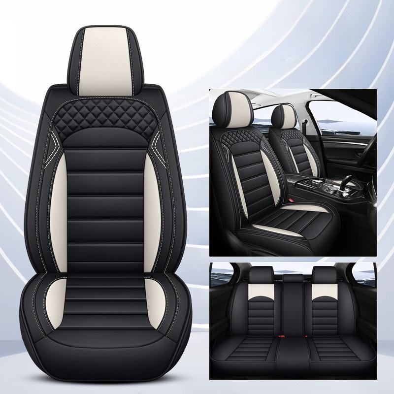 5-Seat Faux Leather Full Coverage Car Seat Covers, All-Season Wear-Resistant & Breathable, Soft Comfort with 3D Side Wing Design, Adjustable Rear Seat