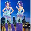 Costume Gatto Leopardo da Donna con Coda Cappuccio Peloso Animale Cosplay Outfit Festa di Halloween Travestimento Clubwear
