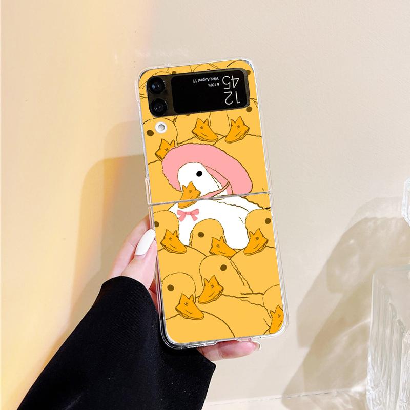 

Cute Cartoon Dinosaur Duck Phone Case For Samsung Galaxy Z Flip 6 ZFlip 5 Hard Folding Cover for Samsung ZFlip 4 3 7 Shell Funda Galaxy ZFlip 5