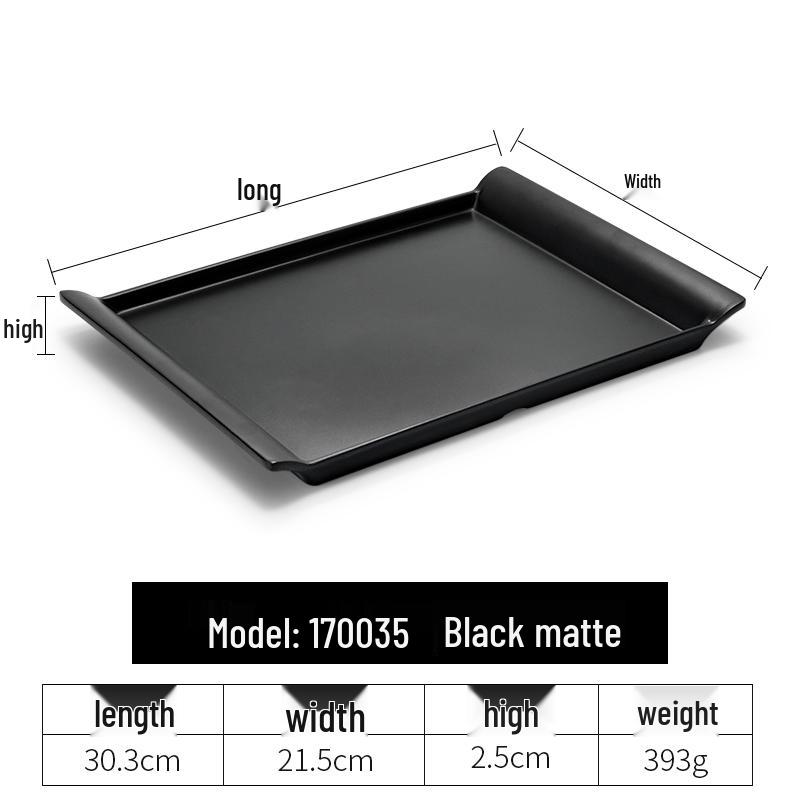 Black Melamine Japanese Sushi Tray - Long Shallow Plate for BBQ & Food Arrangement