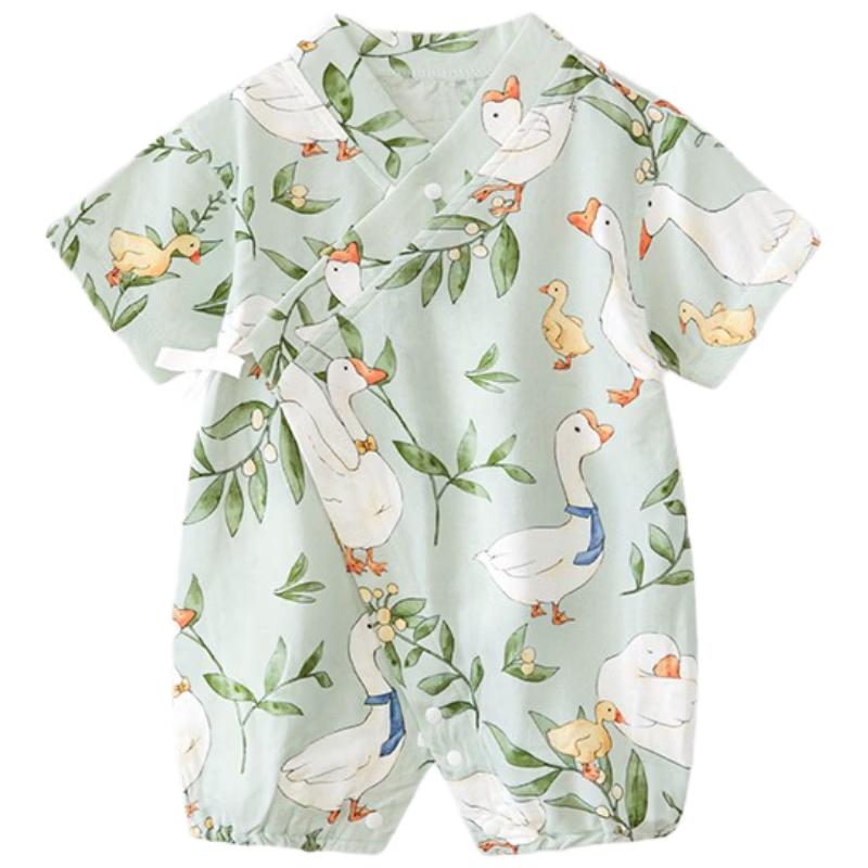 Unisex Baby Bamboo Cotton Gauze Short-Sleeve Romper 73