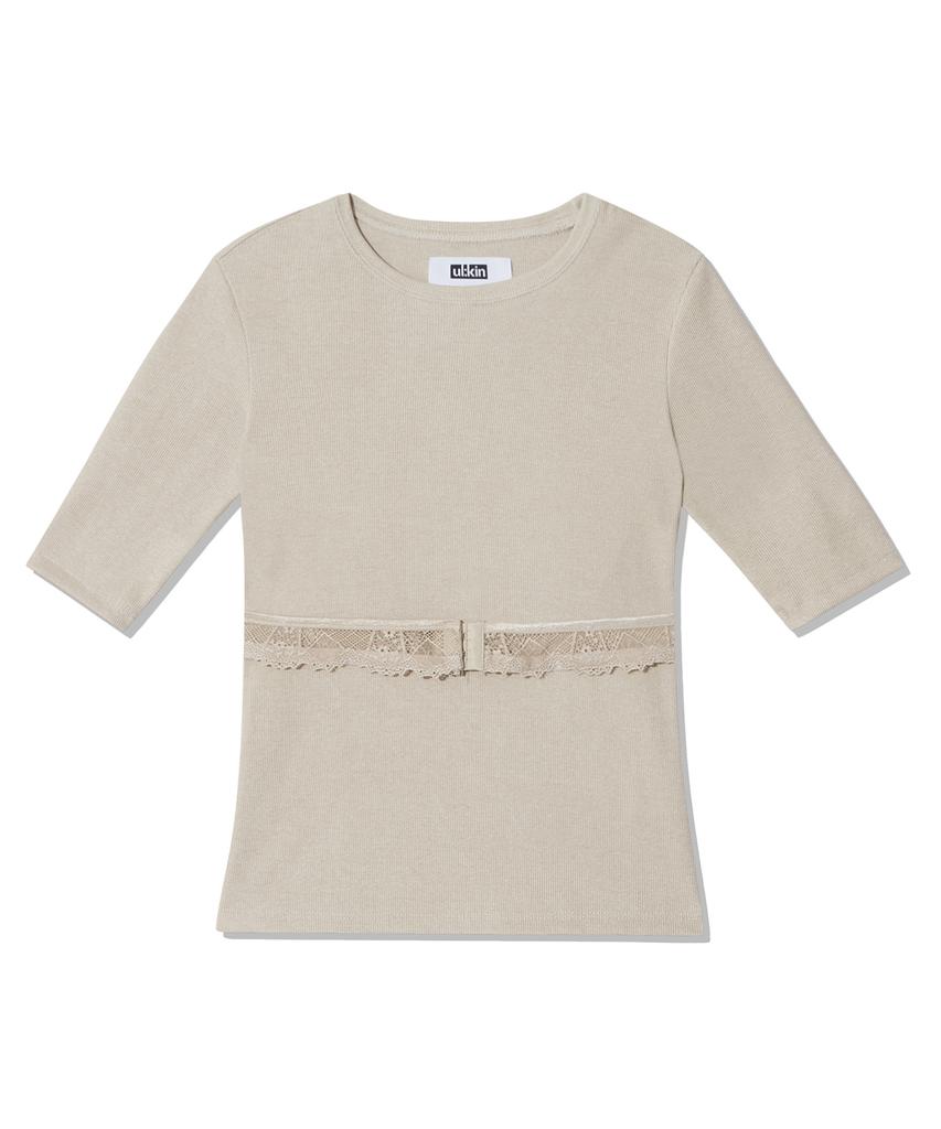 ULKIN Lace Hook Tight Top_Beige