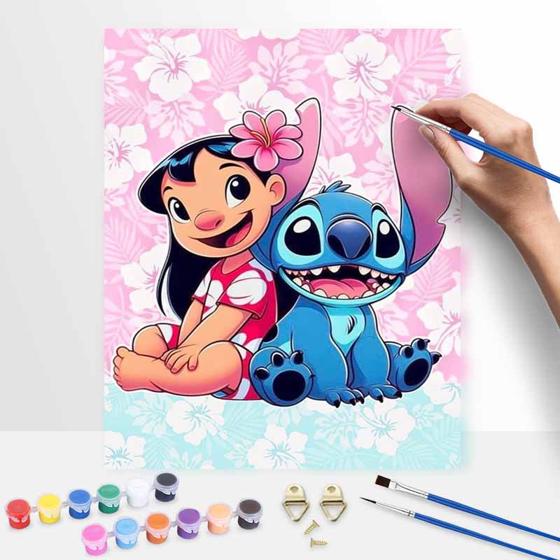 Disney Lilo and Stitch Digital Oil Painting Diy Coloring Handpainted Filling Home Decoration Gift Canvas Wall Art for Living Room Decor