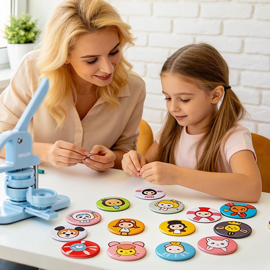 VEVOR Button Maker Supplies 100 Sets 2.95 in / 75 mm Pin Back Button Parts, with Metal Backs, Metal Shells, Clear Mylar Films