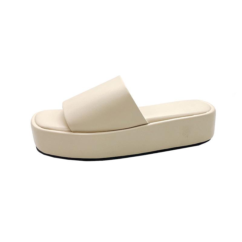 

Platform women s slippers wear summer new women s shoes fashion casual slope heel one word cool slippers women 35 белый