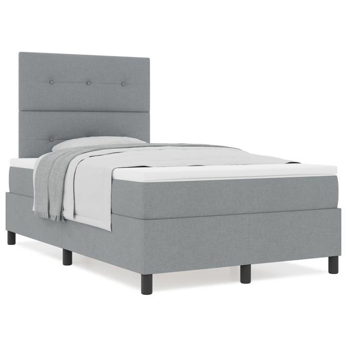 VidaXL Lit ressorts avec matelas gris clair petit double tissu 3339371