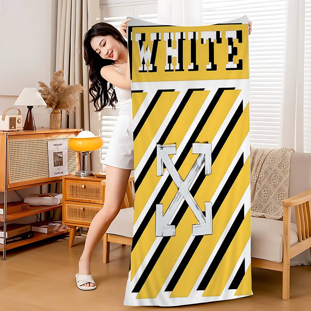

Fashion LOGO O-Off W-White Microfiber Beach Towel Absorbent Quick Dry Soft Yoga Swimming Resort Mountain Climbing Towel W40*H60(CM)