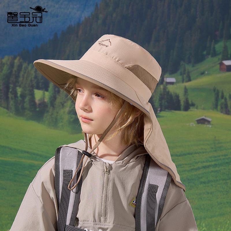 Barnhatt sommar utomhus visir stor brätte sjal nackskydd bucket hat snabbtorkande andningsbar pojke solhatt