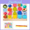 Wooden Animal Fruit Dinosaur Shape Sorting Stacking Blocks Educational Toy For Toddlers