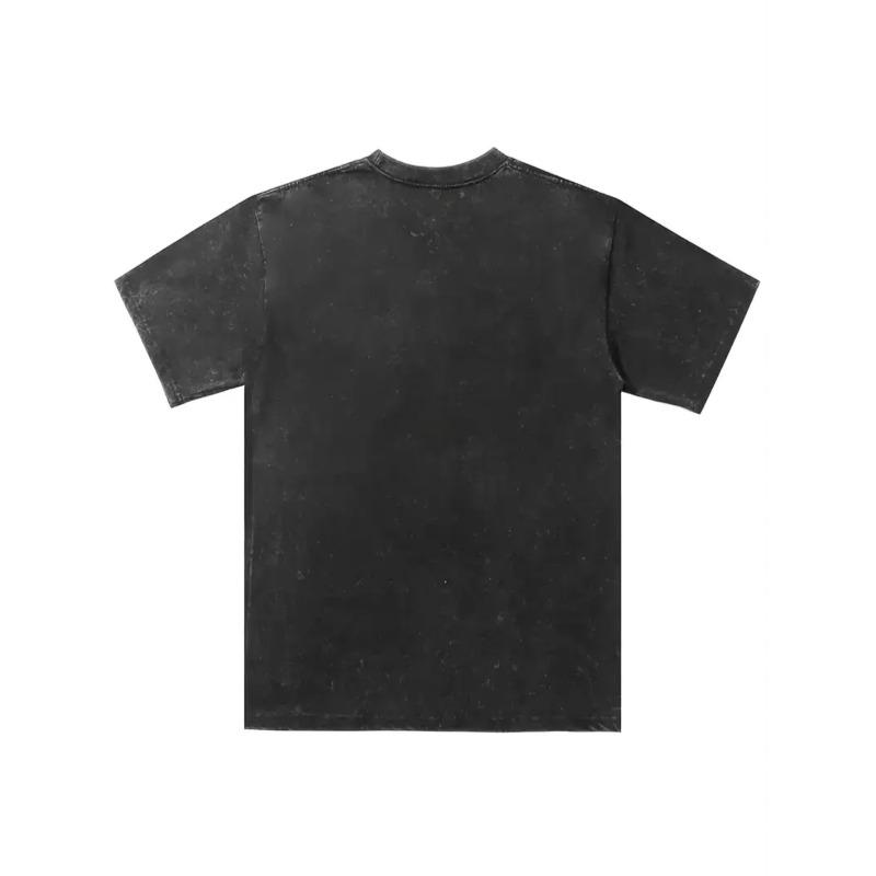 European sizes Men'S T-Shirt Distressed Oversized Relaxed Fit Short Sleeve Tee with Geometric And Letter Graphic, Round Neck Casual Bohemian Style