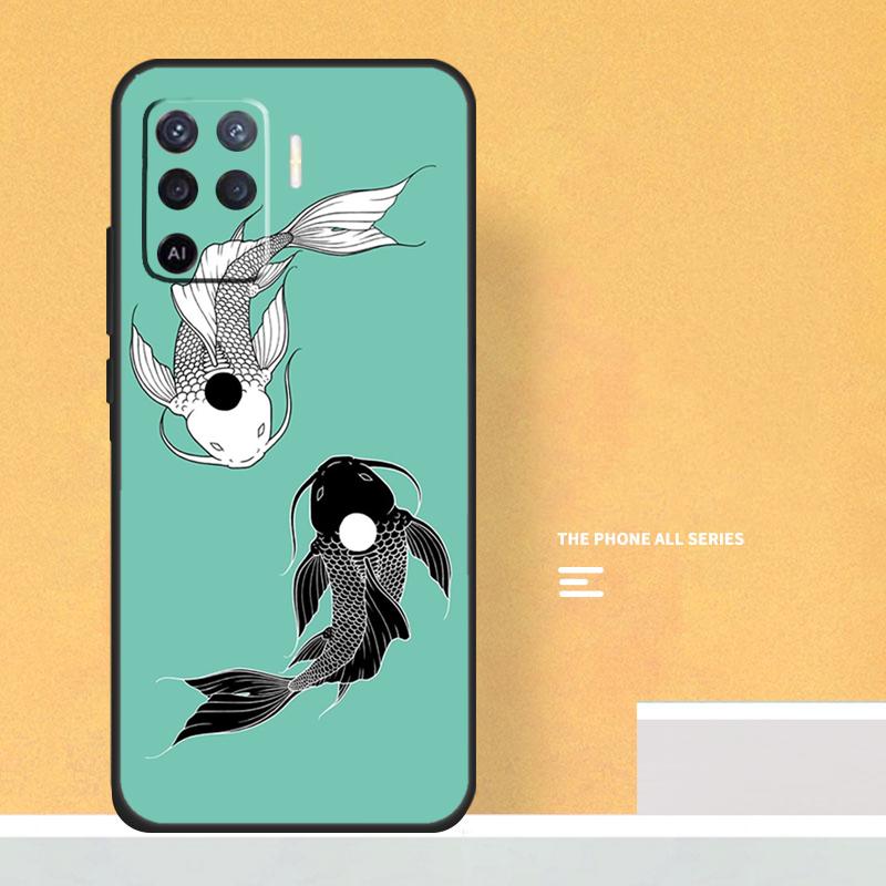 Koi Fish Yin Yang Case For Oppo A74 A94 A54 A15 A17 A57 A6 A5 Pro A16 A76 A96 A40 A60 A80 A18 A38 A58 A78 A98