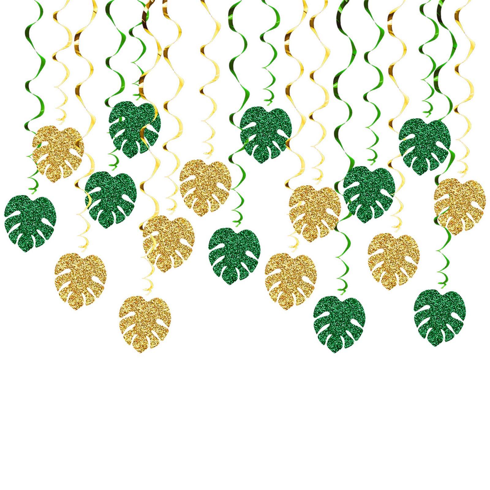 

Тропические украшения Monstera Тропическая гавайская вечеринка Подвесной вихревой потолок из фольги Декор для летнего гавайского пляжа Луау 18