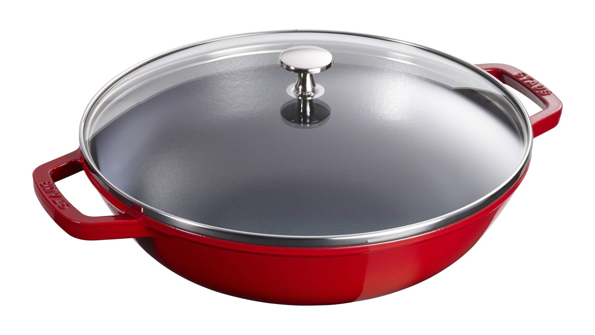 Staub Cherry 30cm Large Cast Iron Enamel IH Compatible Japanese Speciality Multi-Pan Double-Handled Pot, [Official Retailer] Z1033-428 вишня