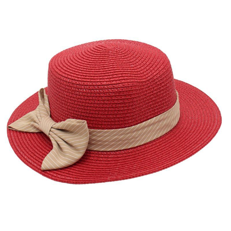 Straw Hat Female Sun Hat Bow Straw Hat French Mom Hat Beach Hat Seaside Ins Wind