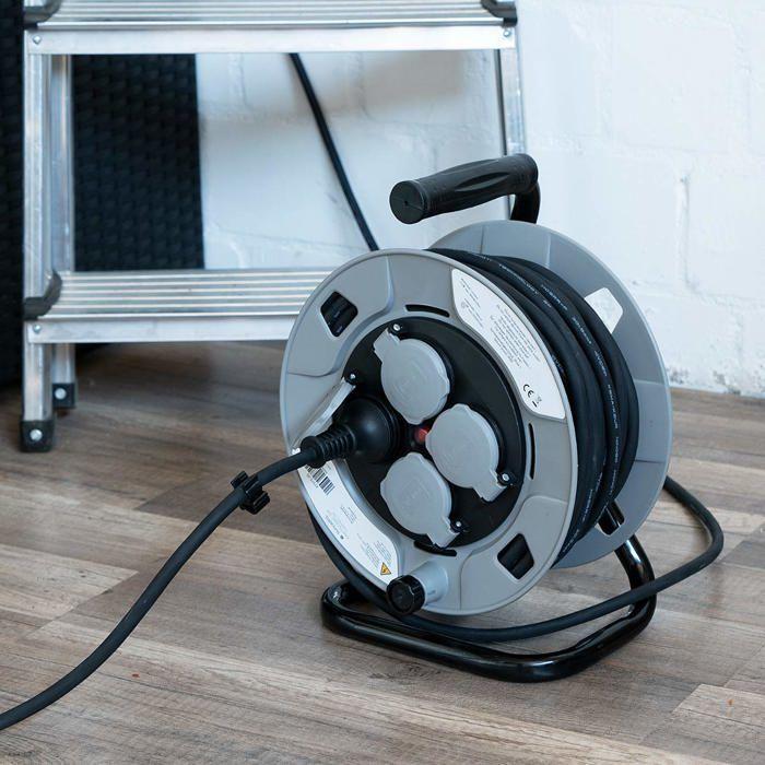 Enrouleur électrique - KW-Commerce - 47375.15 - 15m - 4 prises Schuko - Compact et sécurisé