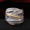 Huitan Personality Big Intersect Metallic OL Style CopperColor Gold Color Mix Office Lady Finger Rings Fashion Rings Jewelry