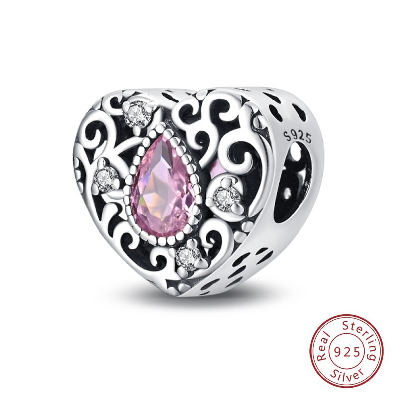 Copper Classic Purple Retro Heart Shape Lotus Angel Pattern Charms Beads Fit Qikaola Original Bracelets Diy Jewelry