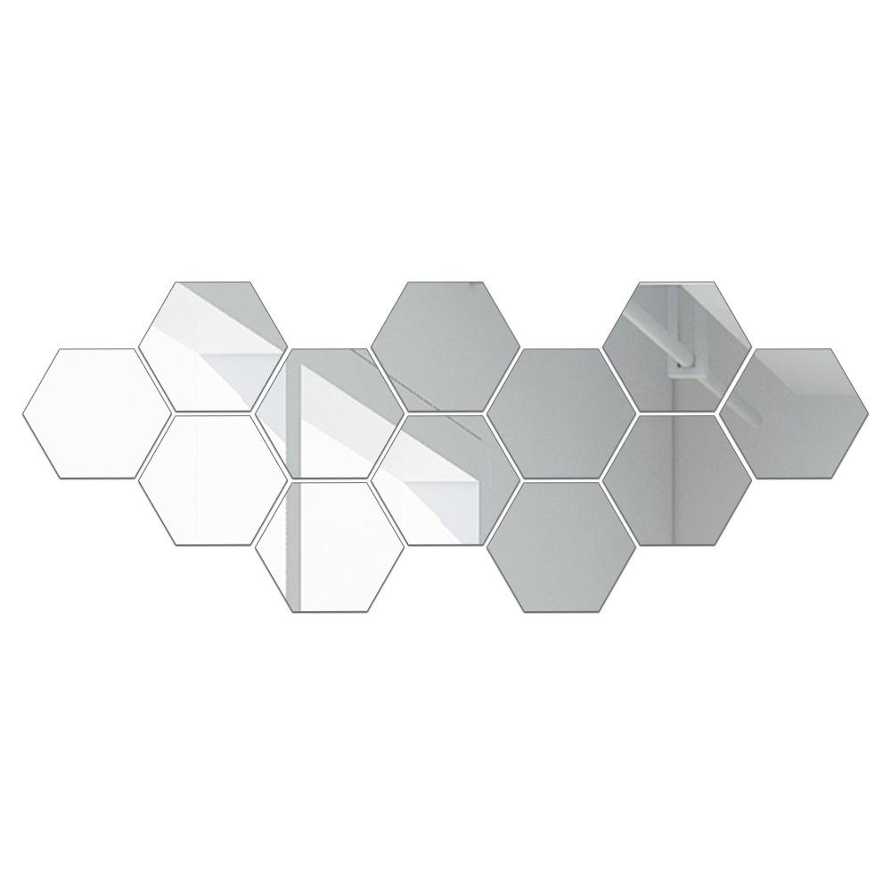 12x 3D Mirror Wall Sticker Hexagon Acrylic Wall Sticker Decal Home Decor Art DIY