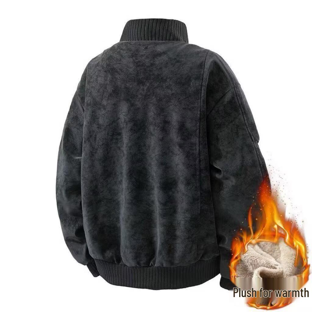 Men's Winter Couple's PU Leather Jacket with Fur Collar - Thick, Warm, Loose Fit Coat