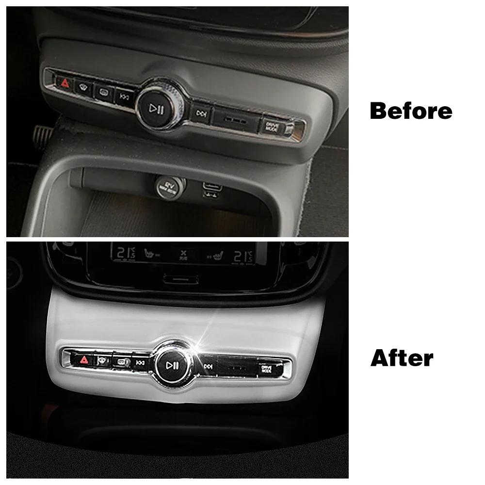 For Volvo XC40 2019-2024 LHD Central Control Audio Adjustment Knob Air Conditioner AC Switch Button Decoration Frame Cover Trim