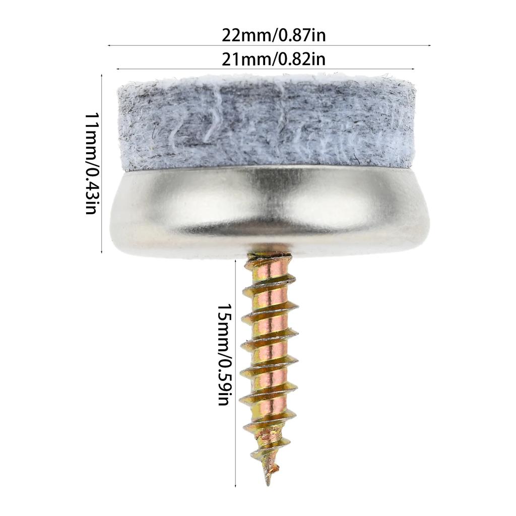 10Pcs Gray Furniture Felt Gliders Screw-On Felt Pads For Wooden Floors Home Chair Gliders Floor Protector Pad 18/20/22/24/28mm